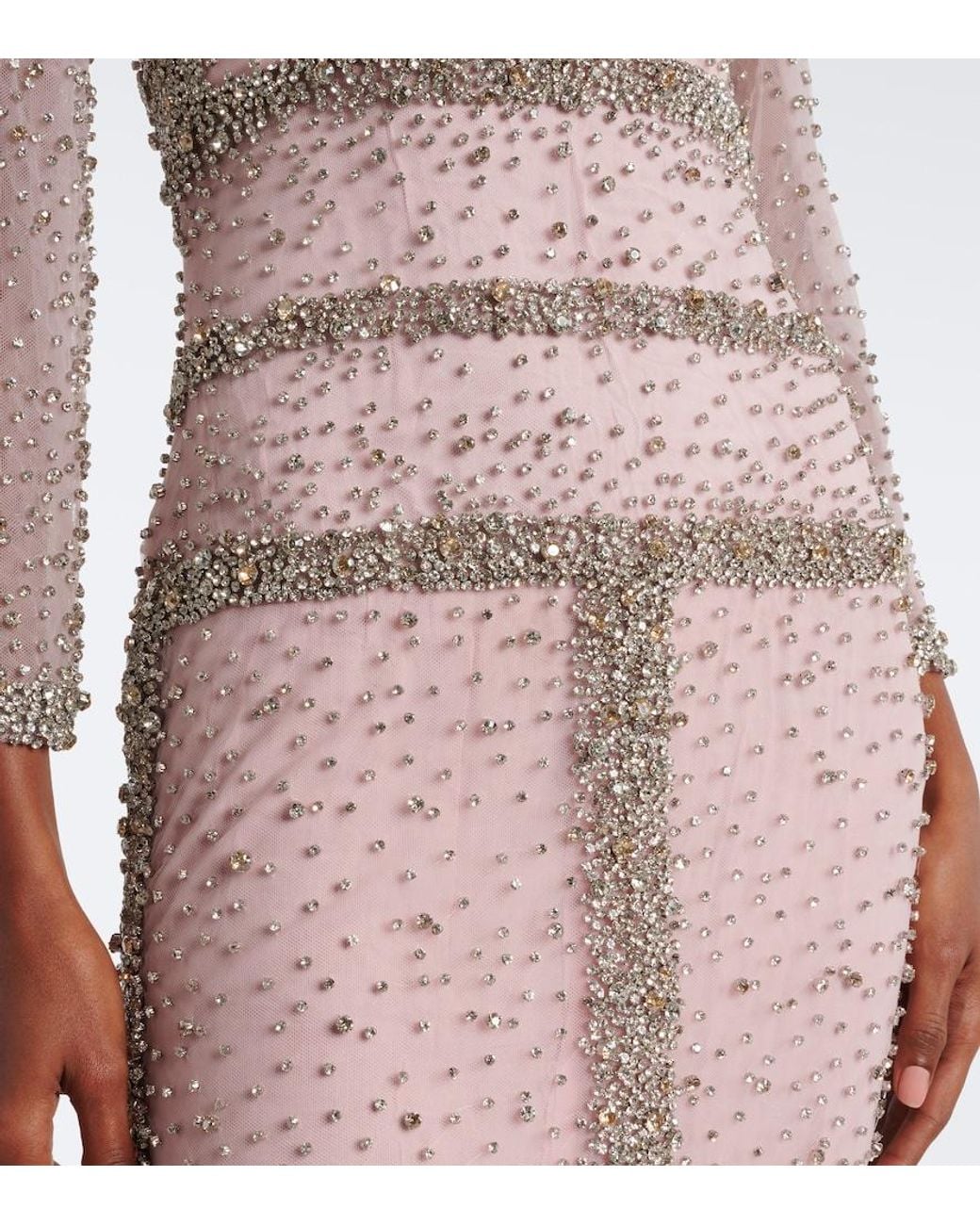 Costarellos Pink Belina Embellished Tulle Gown