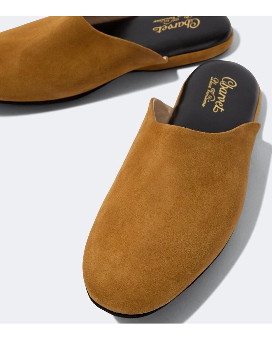 Charvet Brown Leather-Lined Suede Slippers for men