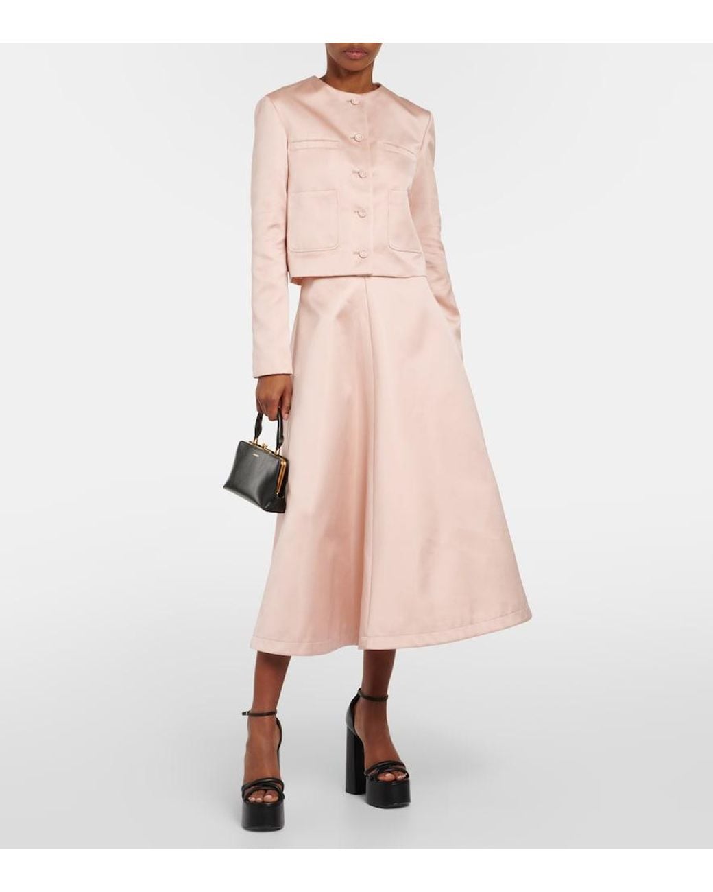Altuzarra Pink Varda Satin Midi Skirt