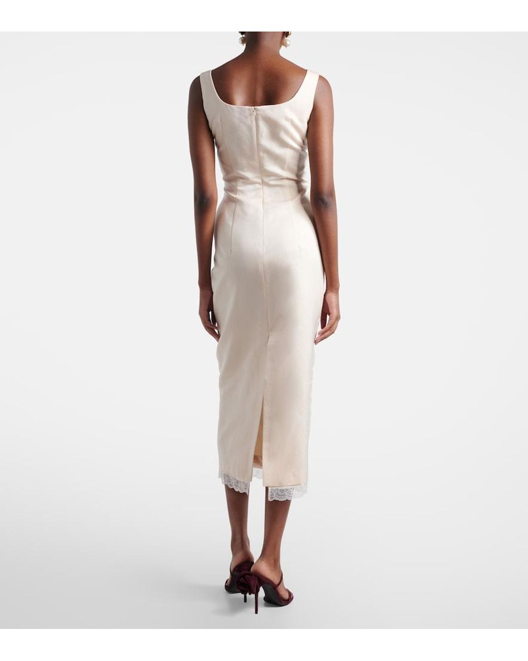 Magda Butrym White Lace-Trimmed Cotton And Silk Midi Dress