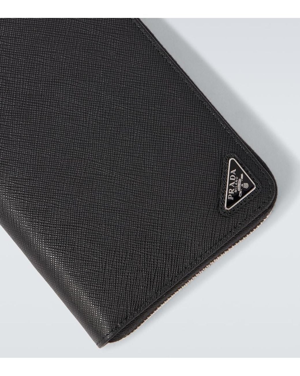 Prada Black Logo Saffiano Leather Wallet for men