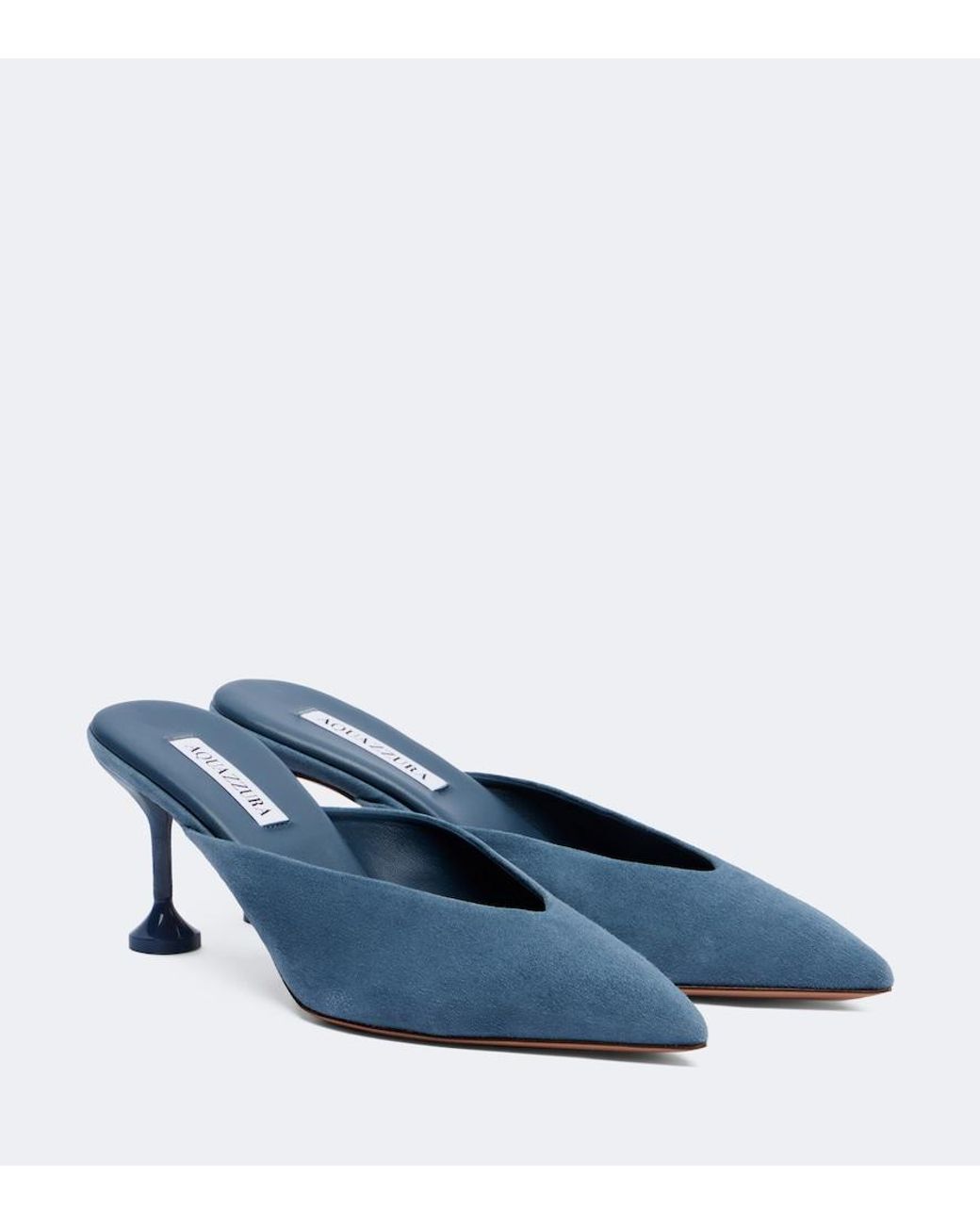 Aquazzura Blue Bisous Suede Mule