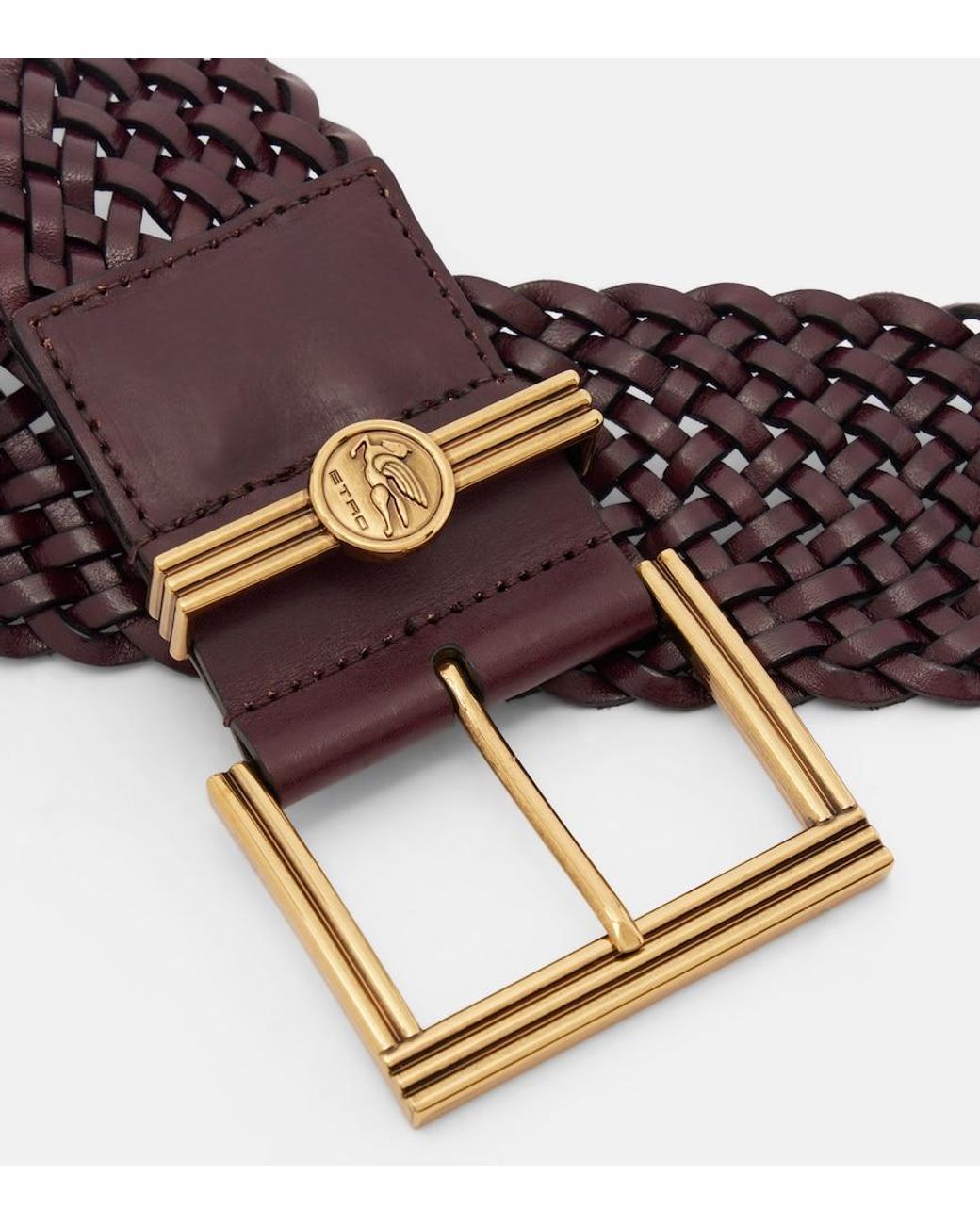 Etro Red Pegaso Woven Leather Belt