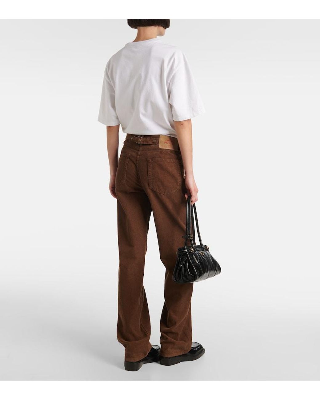 Prada Brown Cotton Corduroy Wide-Leg Pants