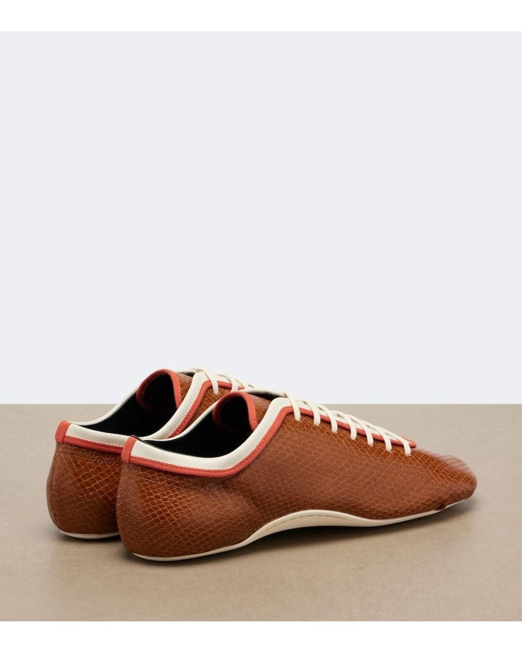Dries Van Noten Brown Snake-Effect Leather Sneakers