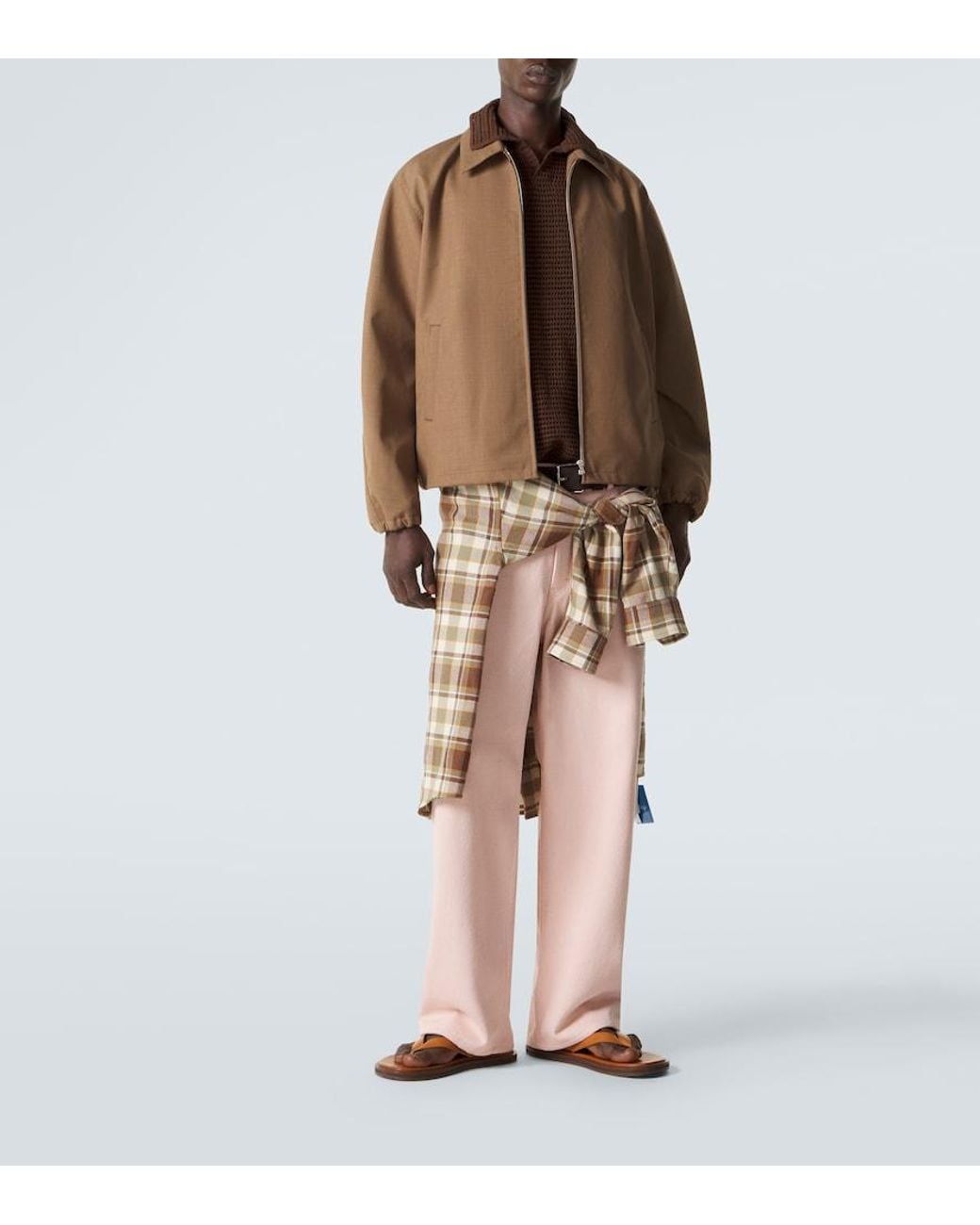 Polo De Algodon Y Seda Auralee de hombre de color Brown