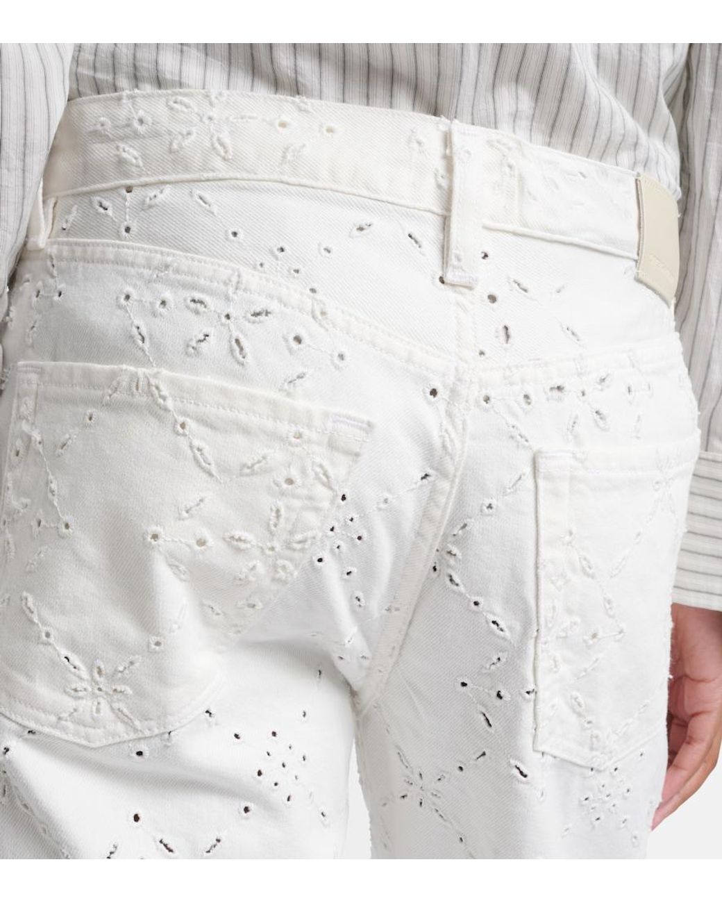 Citizens of Humanity White Lindz Broderie Anglaise Straight Jeans