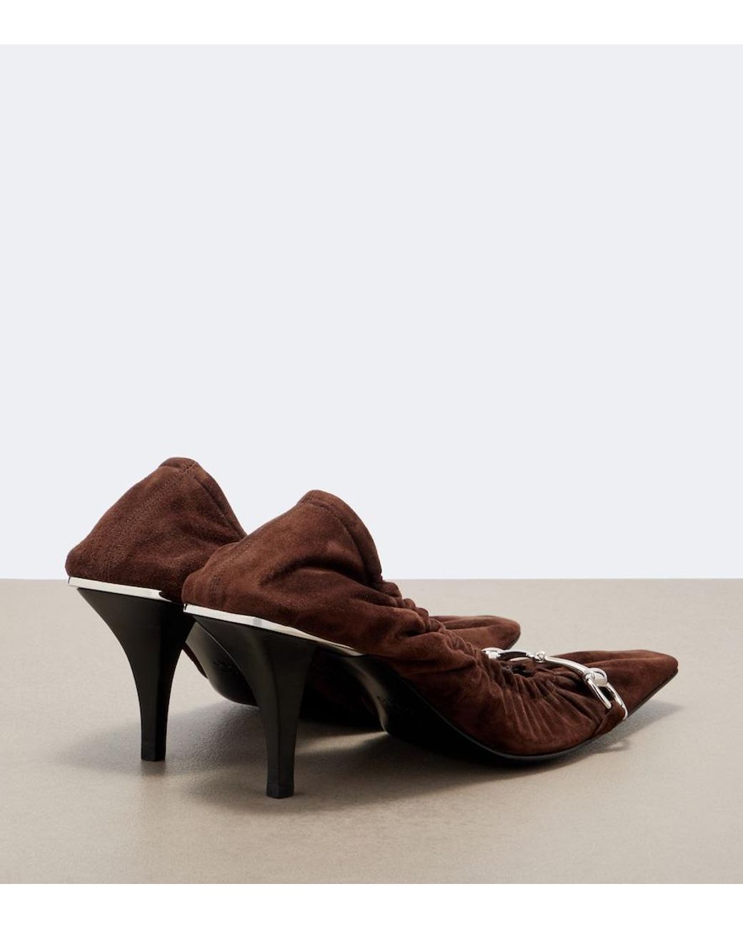 Gucci Brown Vittoria Horsebit Suede Pumps
