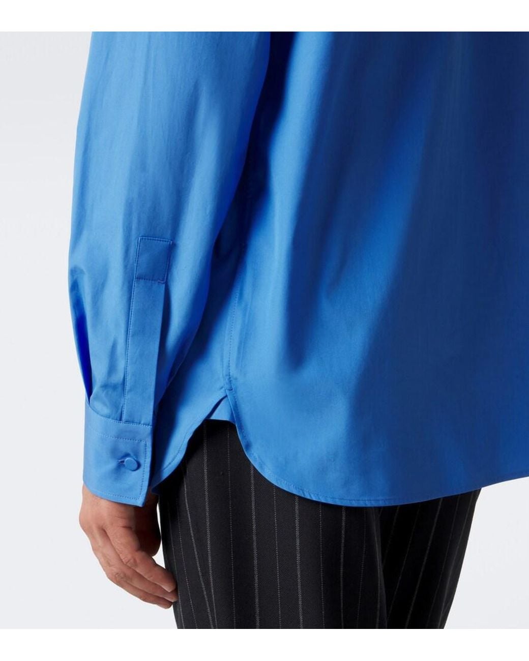 Tom Ford Blue Leather-Trimmed Studded Cotton Poplin Shirt for men