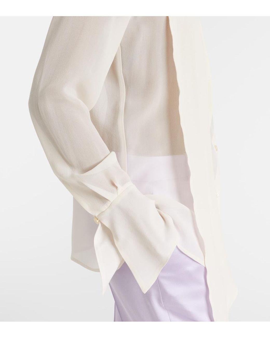 Nina Ricci White Scarf-Detail Silk Blouse