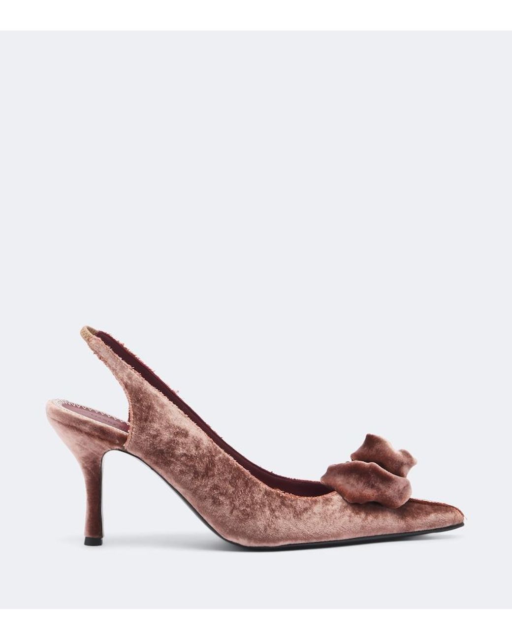 Magda Butrym Red Floral-Applique Velvet Slingback Pumps