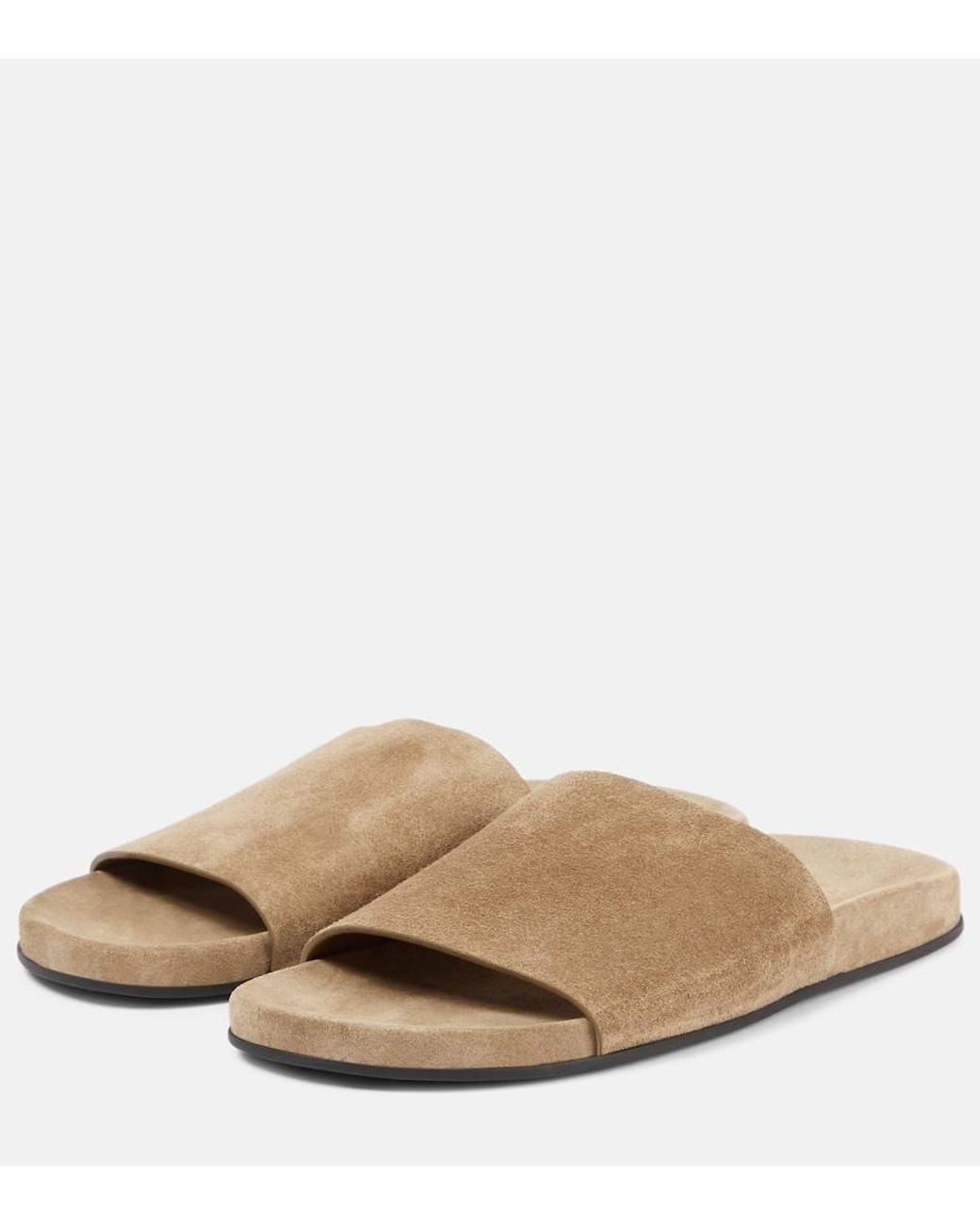 The Row Natural Hugh Suede Slides