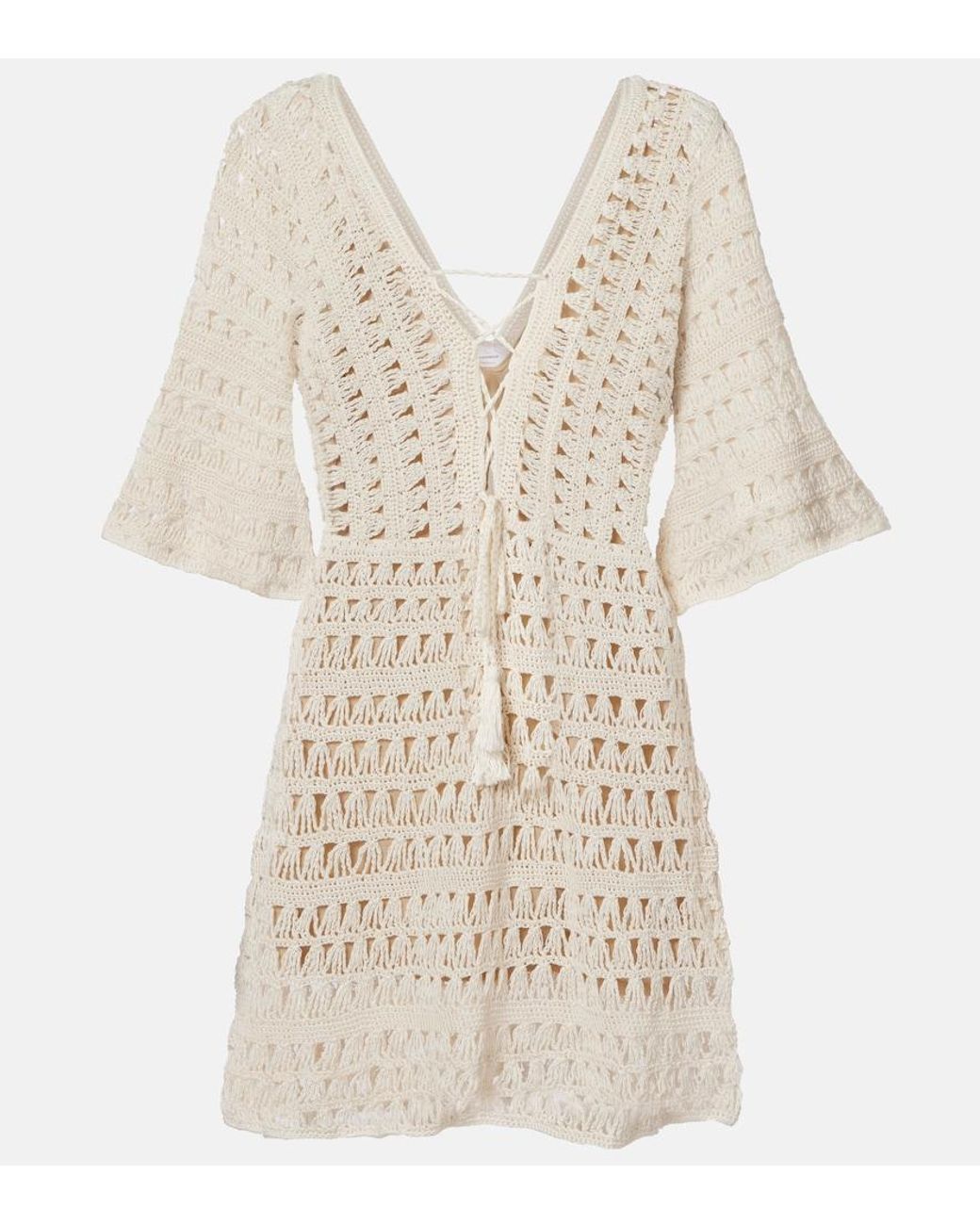 Anna Kosturova Natural Crochet Cotton Minidress