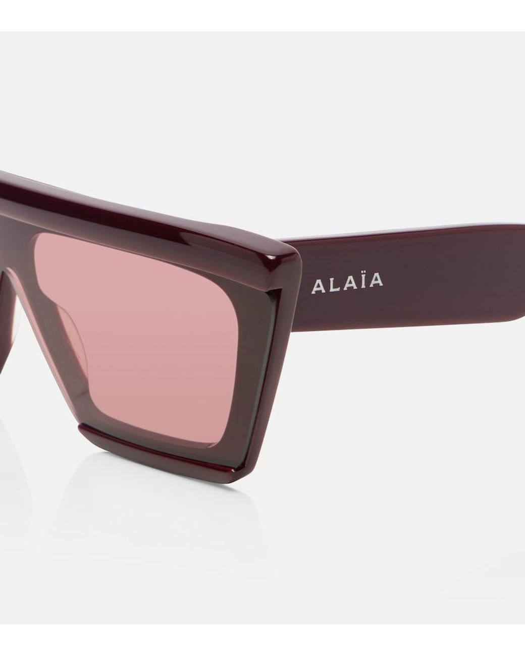 Alaïa Brown Lettering Logo Flat-Top Sunglasses