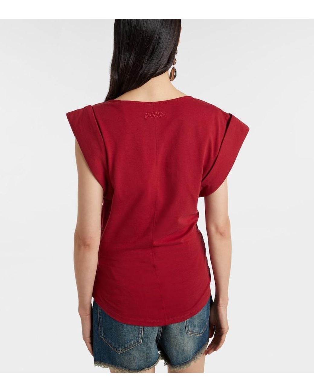 Isabel Marant Red Draped Cotton Jersey Top