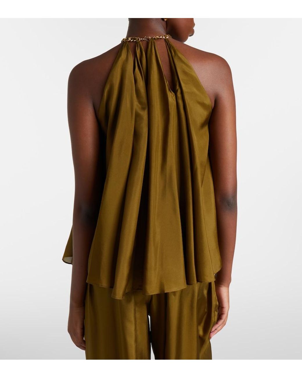 Zimmermann Brown Mahon Embellished Silk Top