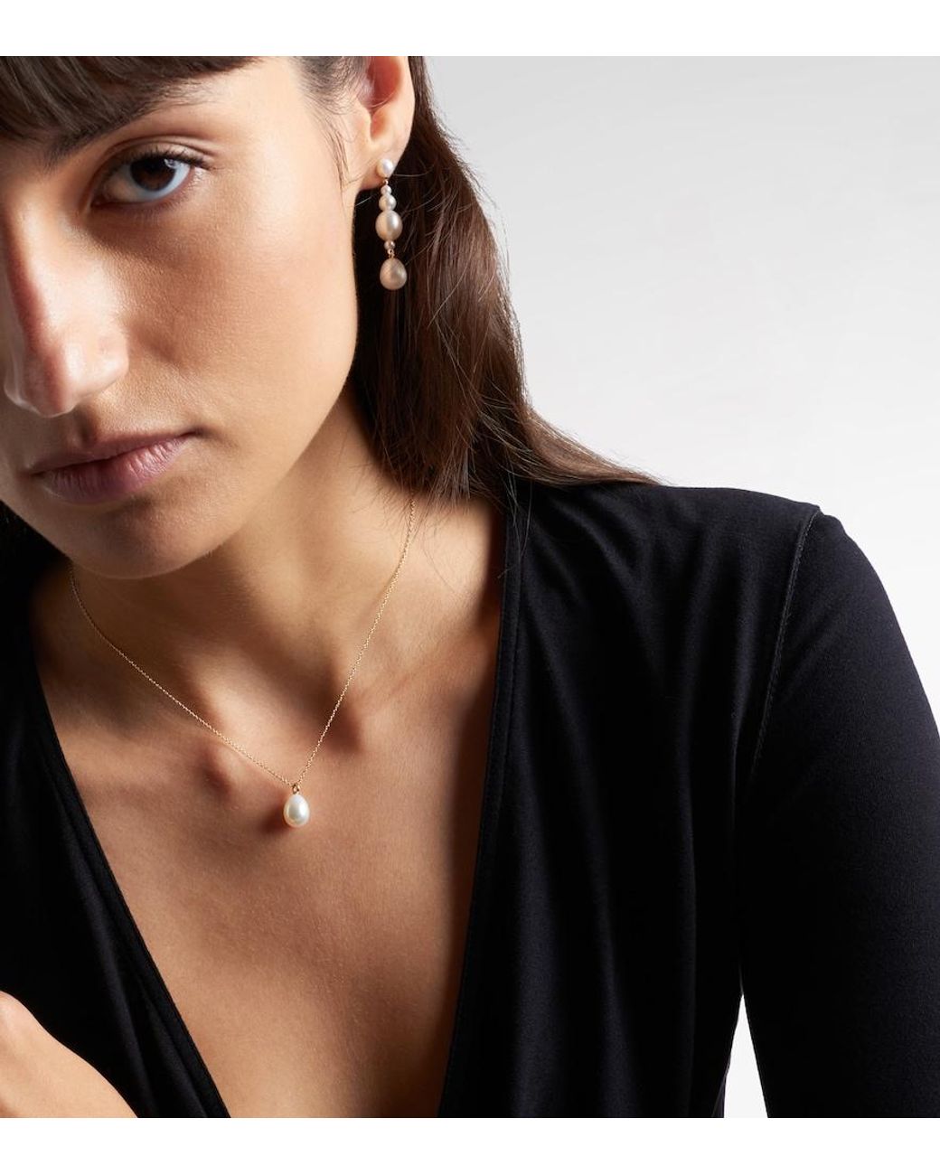 Sophie Bille Brahe White Perle Poire Simple 14Kt Necklace With Freshwater Pearls