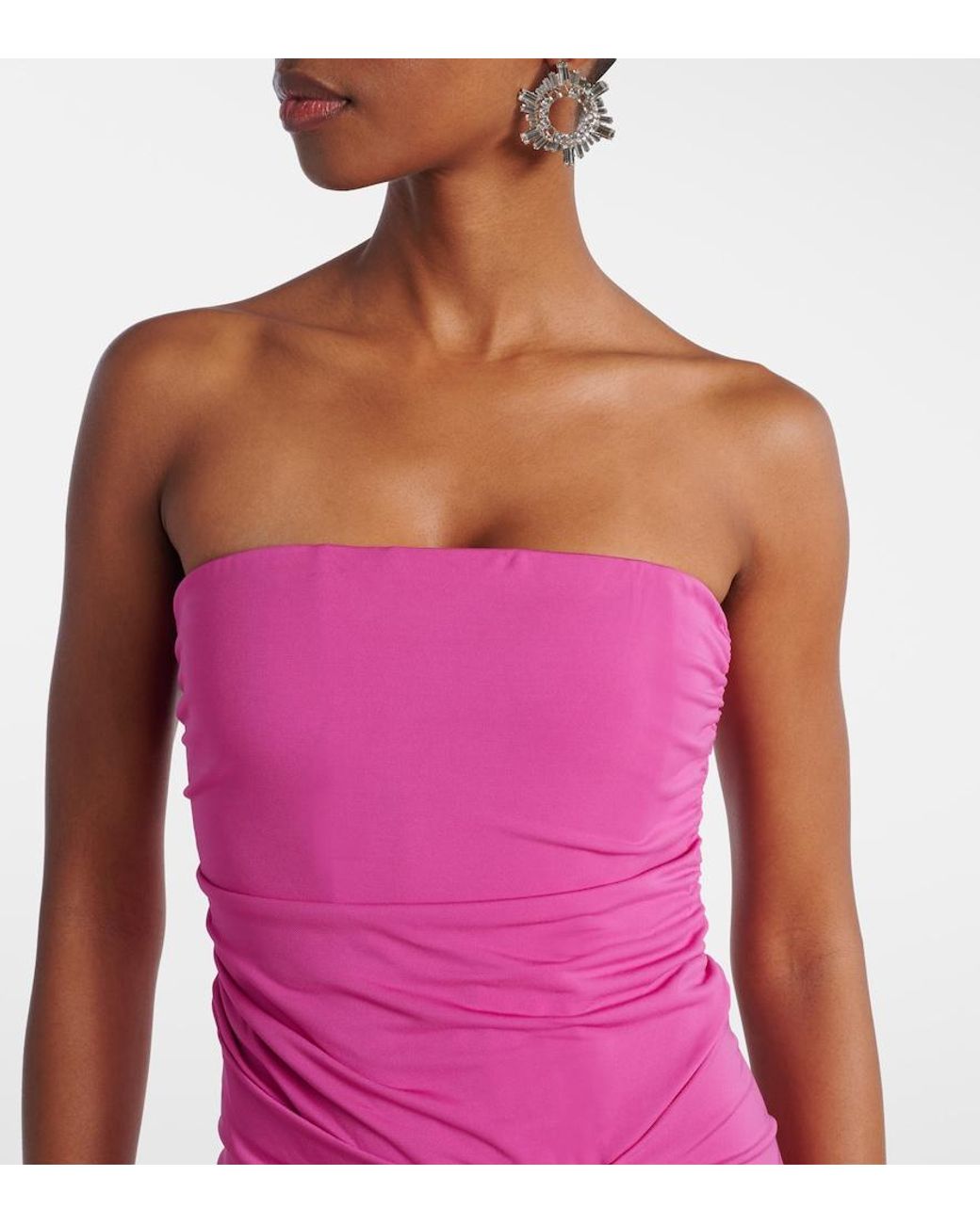 Jonathan Simkhai Pink Emma Gathered Jersey Bustier Dress