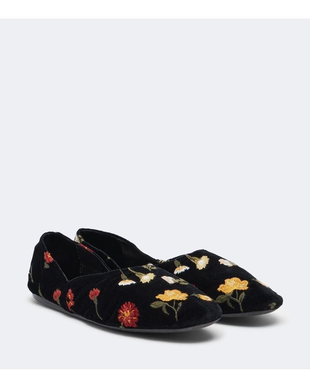 Khaite Black Jane Embroidered Velvet Ballet Flats