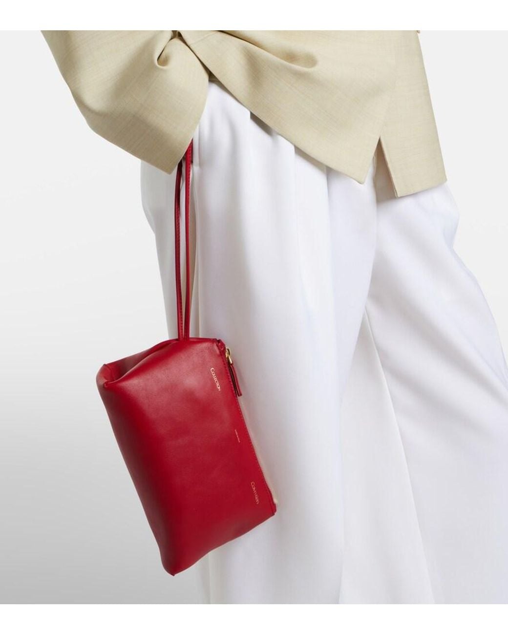 Calvin Klein Red Essential Case Mini Leather Clutch