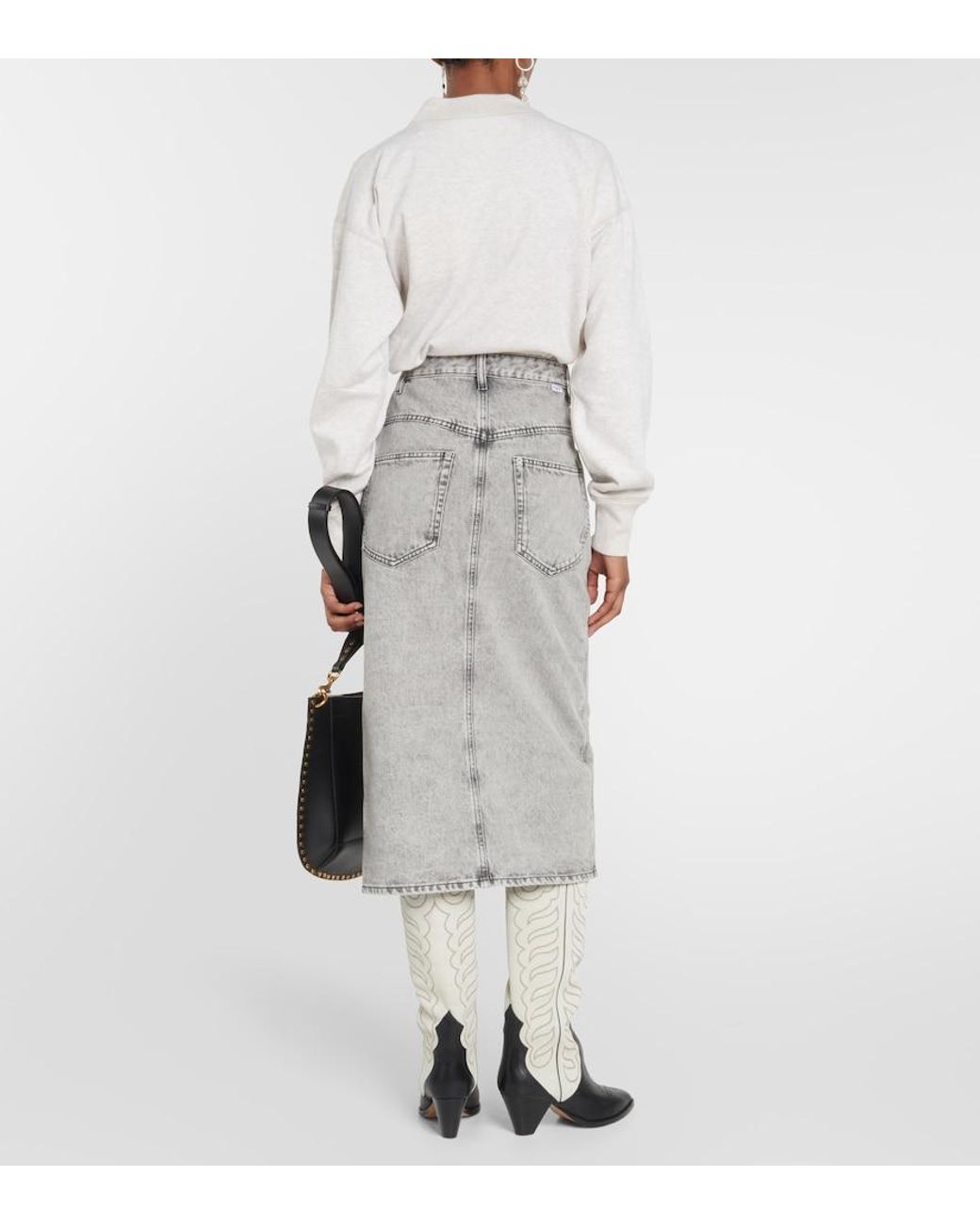 Isabel Marant Gray Vandy Denim Midi Skirt