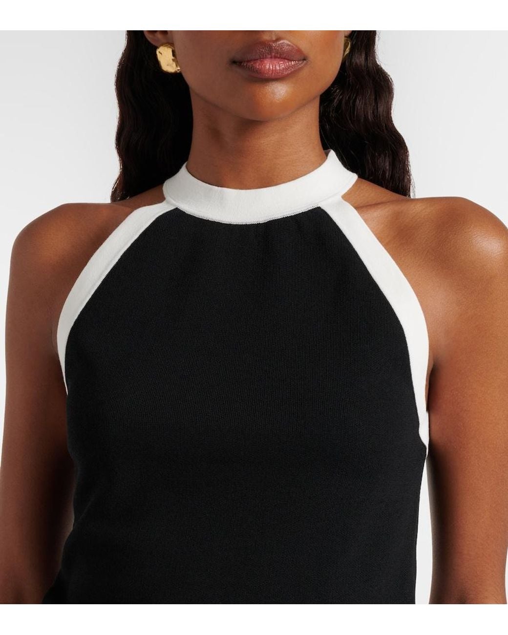 Nina Ricci Black Ribbed-Knit Halterneck Top