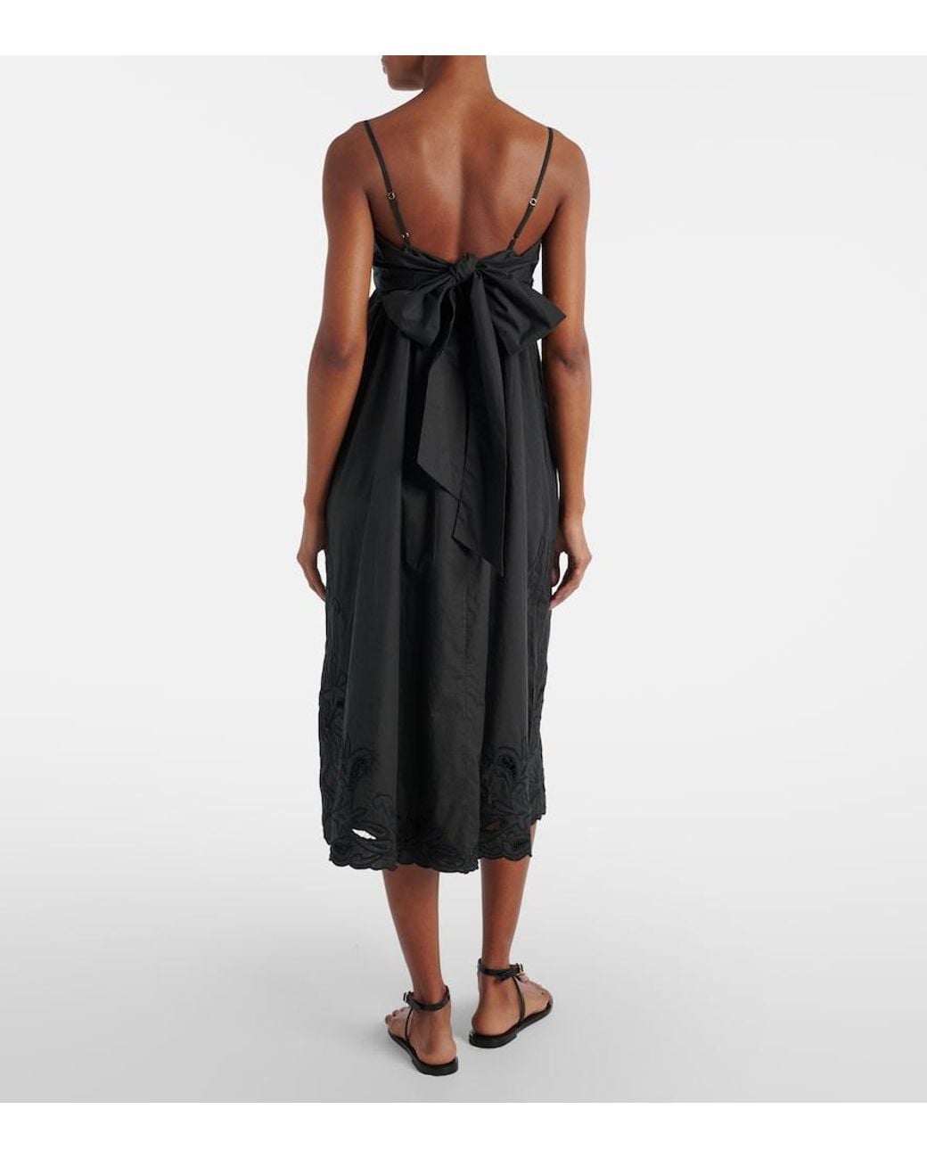 Juliet Dunn Black Floral Embroidered Cotton Minidress