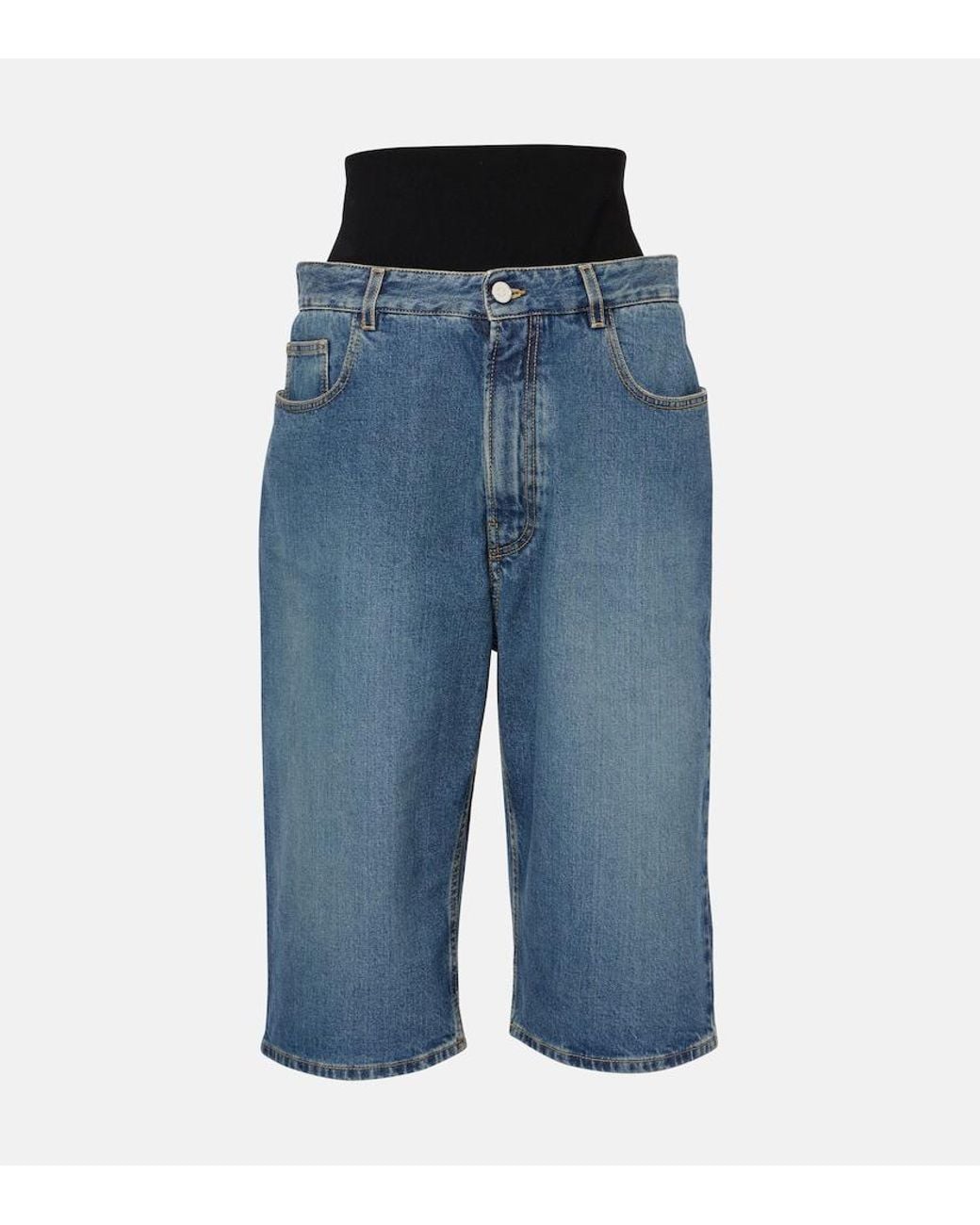 Alaïa Blue Cropped Barrel-Leg Jeans