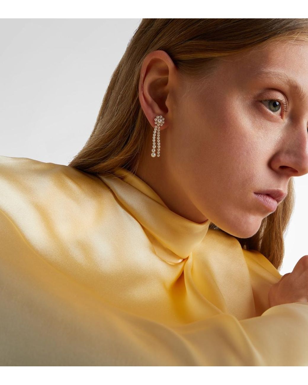 Sophie Bille Brahe White Promenade De Fleur 14Kt Earrings With Freshwater Pearls