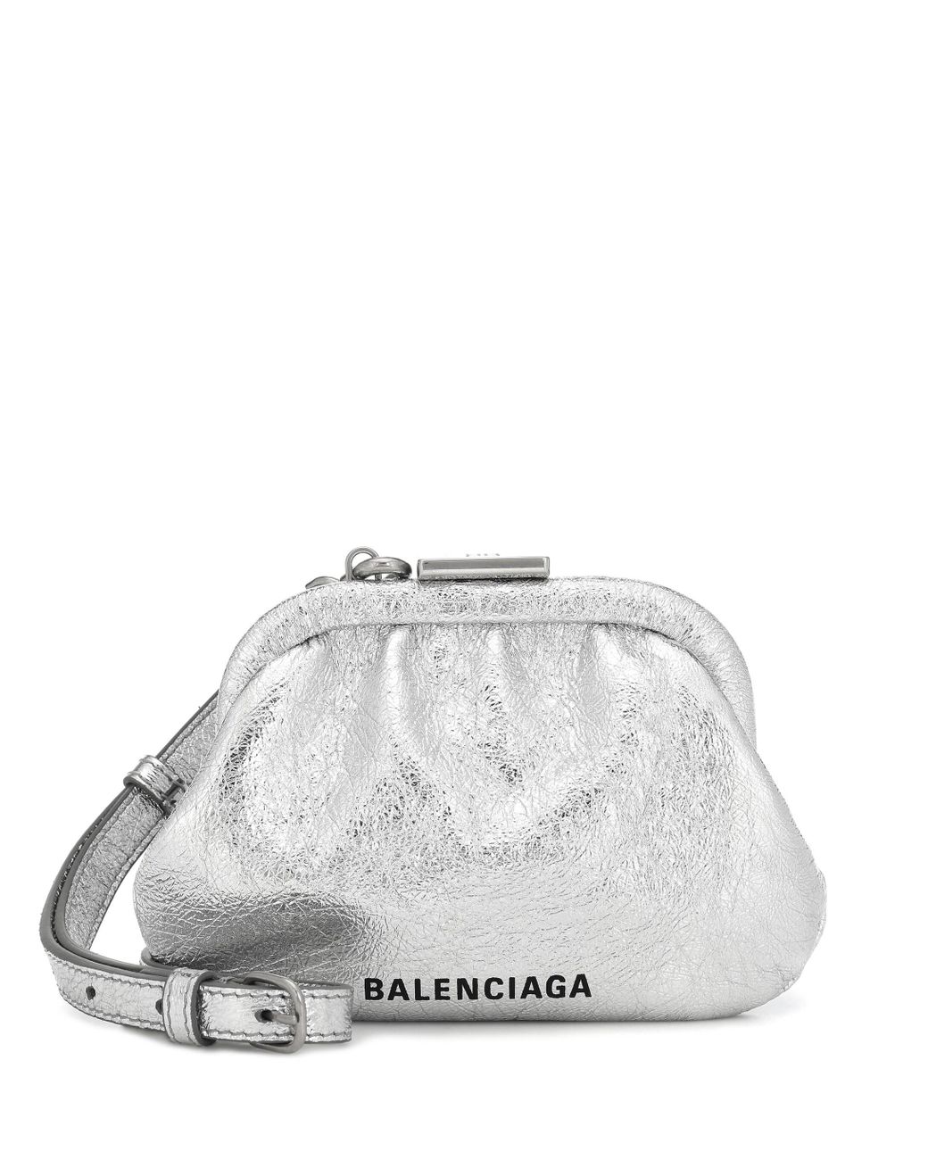 Balenciaga Cloud Xs Leather Clutch in Silver (Metallic) | Lyst