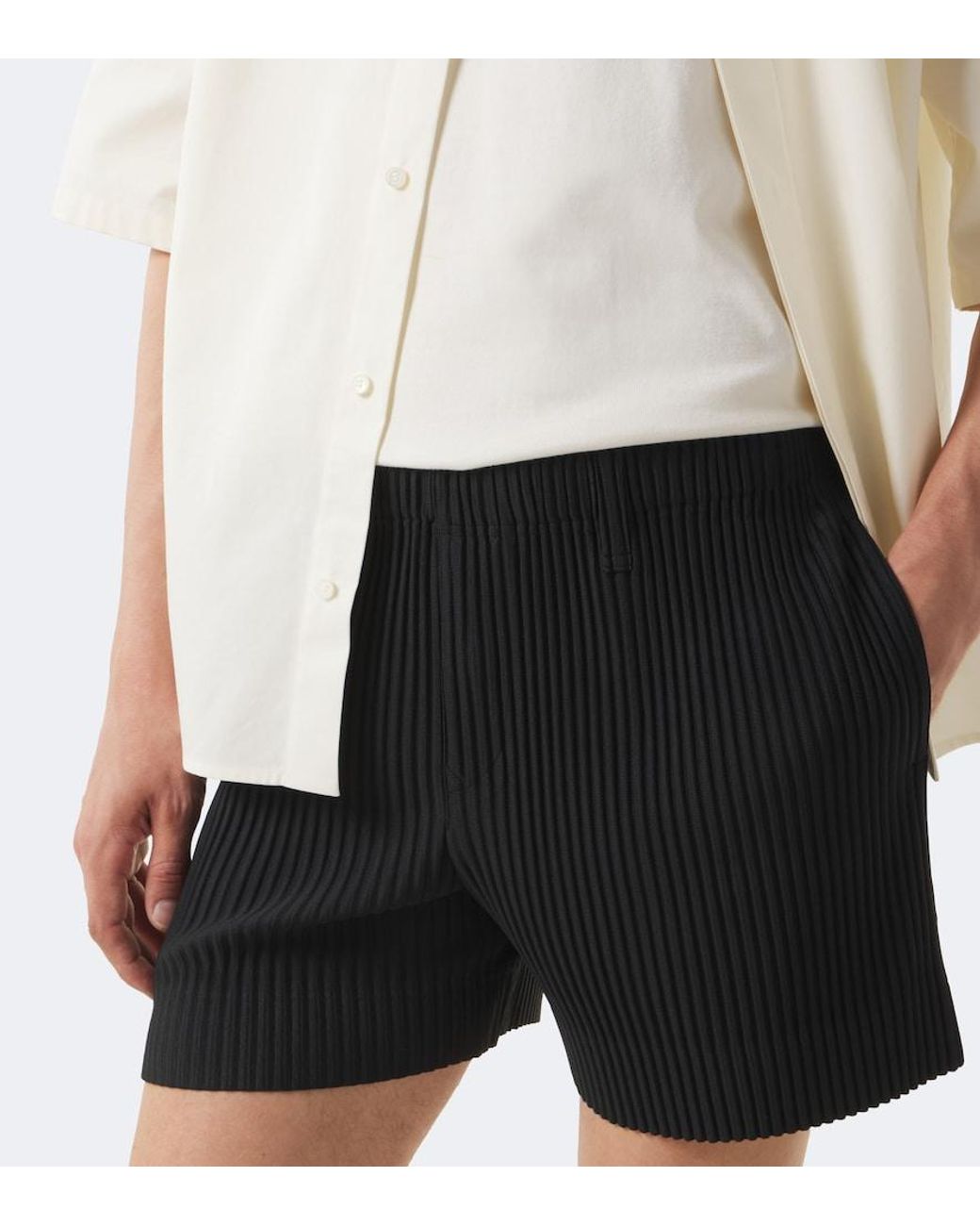 Homme Plissé Issey Miyake Black Tailored Pleats 3 Shorts for men