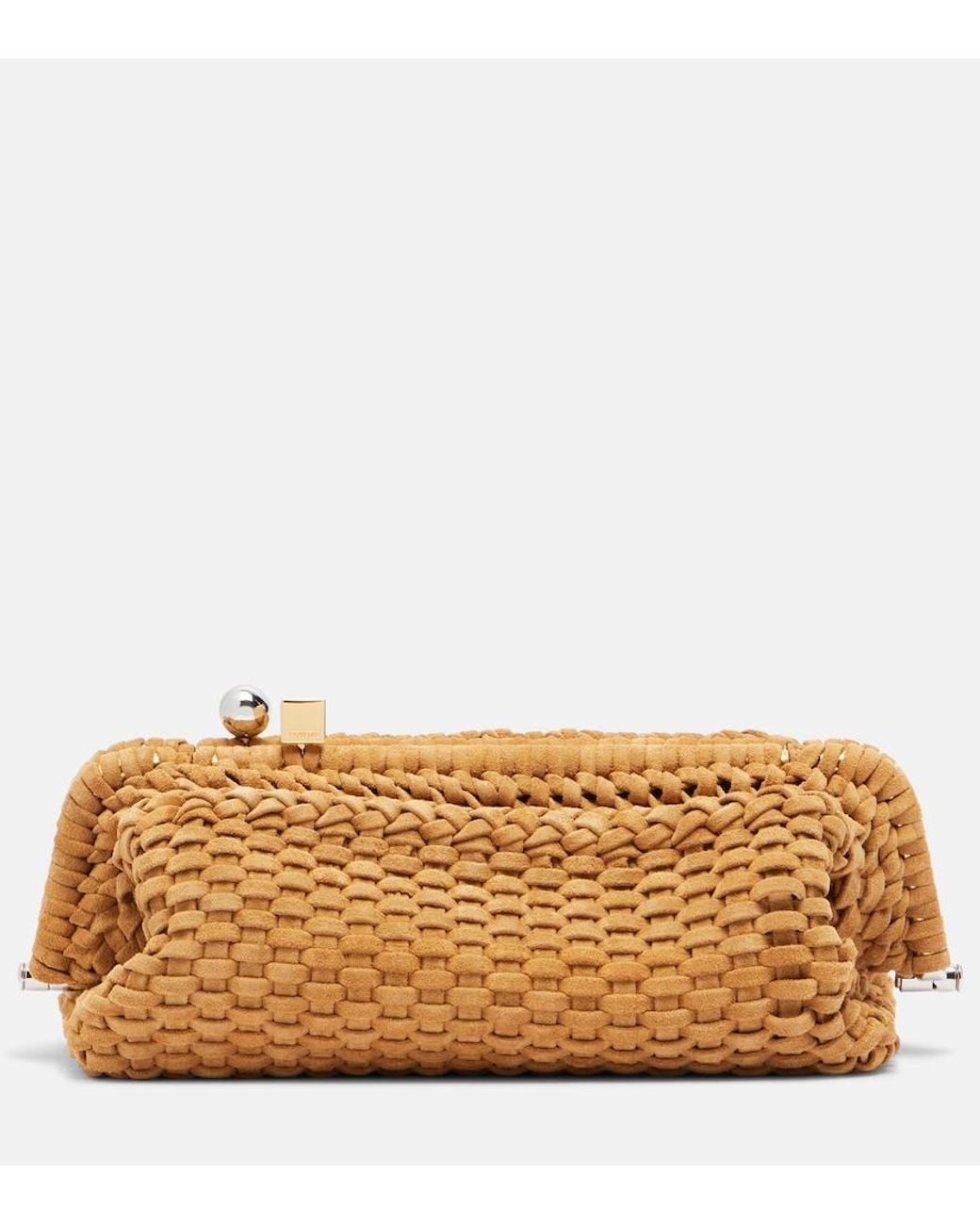 Jacquemus Natural Salon Woven Suede Clutch