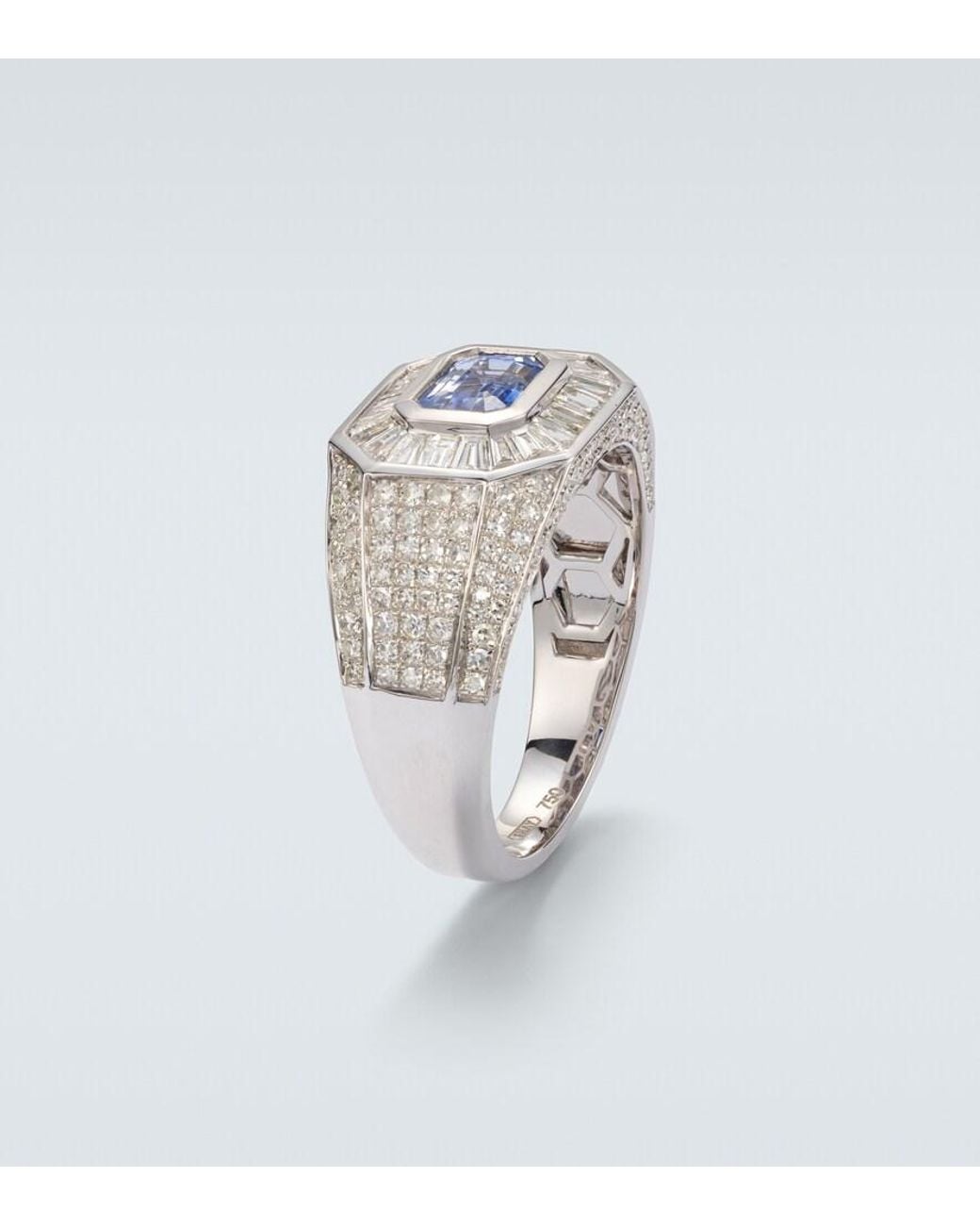 SHAY White 18Kt Ring With Sapphire And Diamonds for men