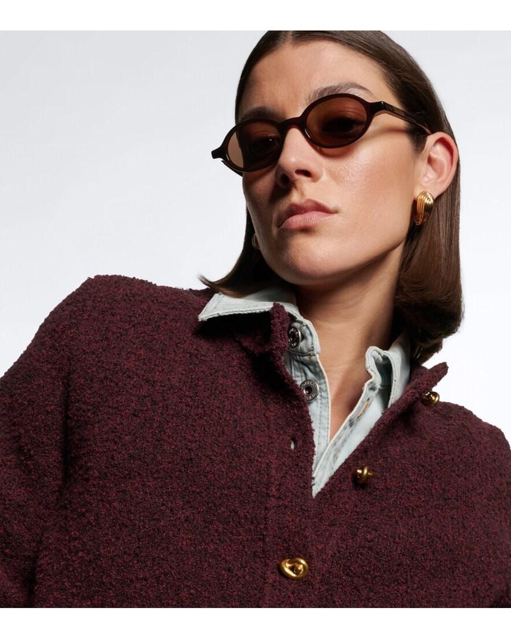 Bottega Veneta Brown Slim Ribbon Oval Sunglasses