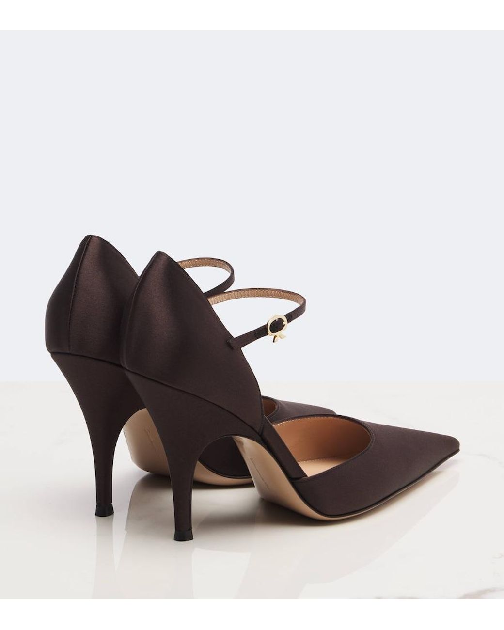 Gianvito Rossi Brown Sofia Satin Pumps