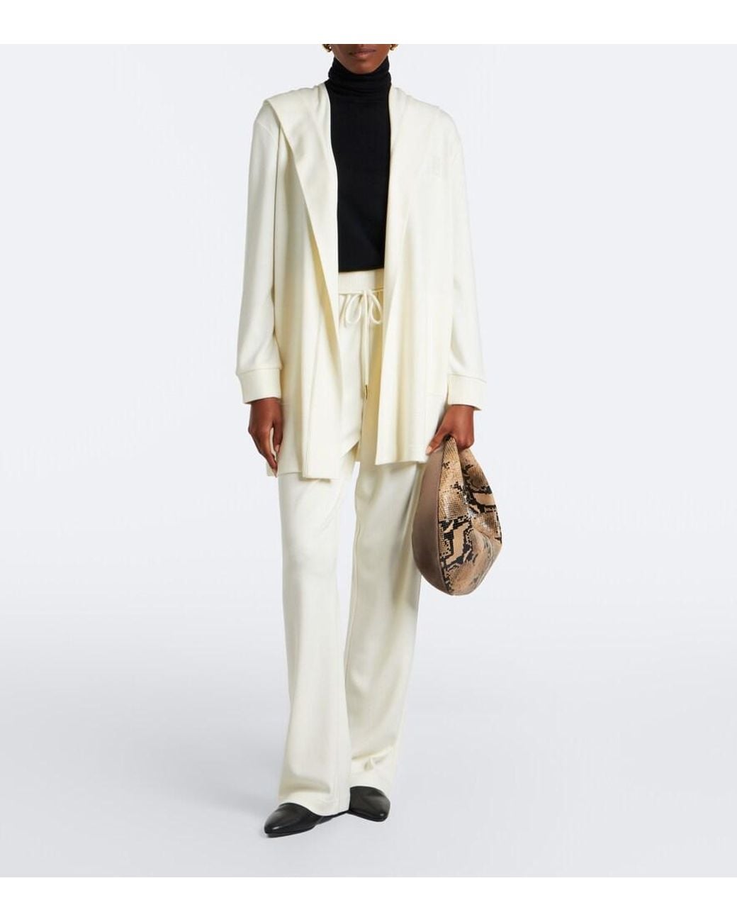 Max Mara Natural Virgin Wool Wrap Coat