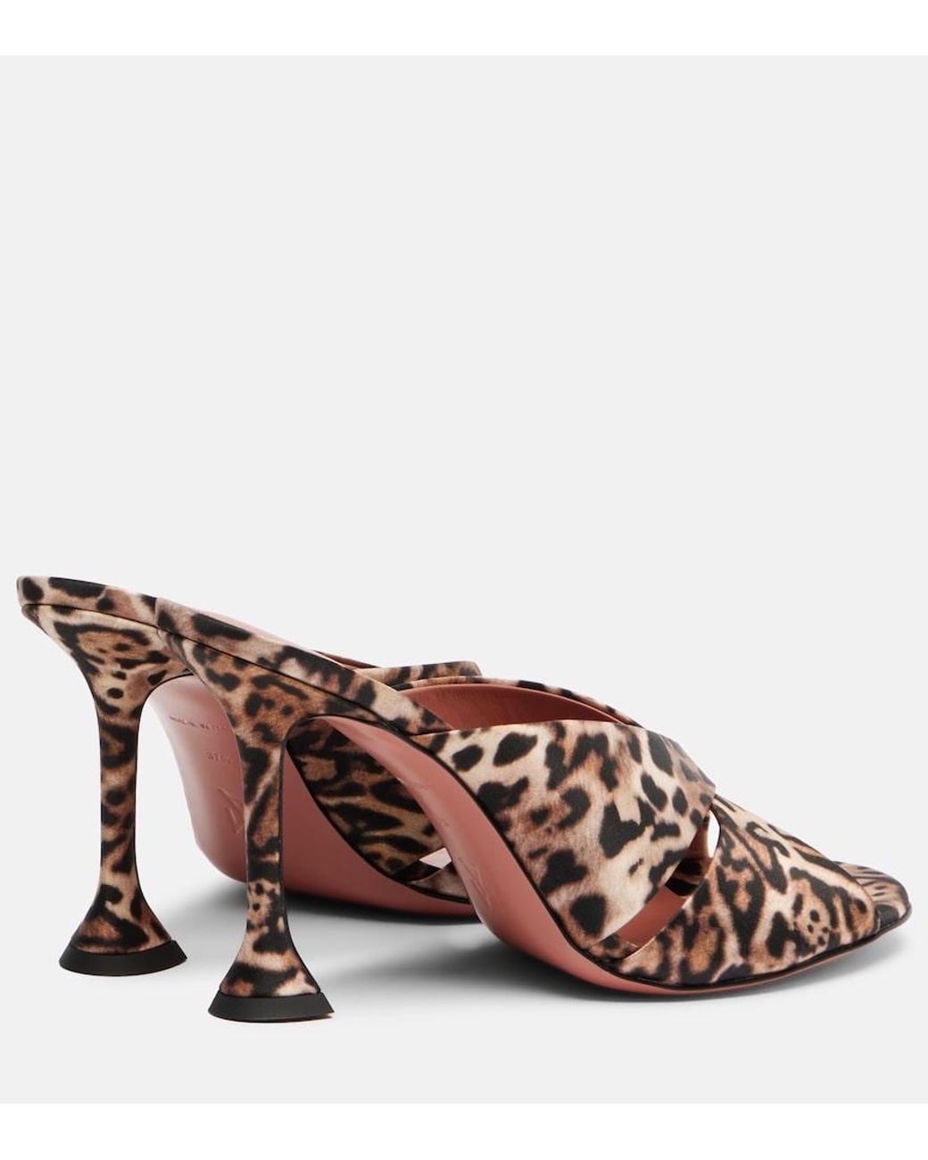 AMINA MUADDI Brown Salma Leopard-Print Satin Mules