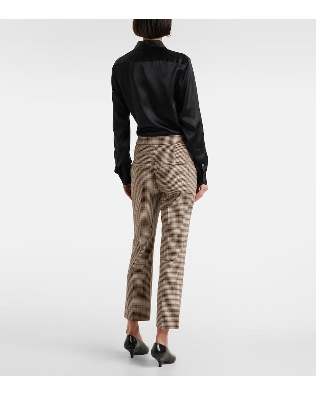 Veronica Beard Gray Arte Houndstooth High-Rise Cropped Pants