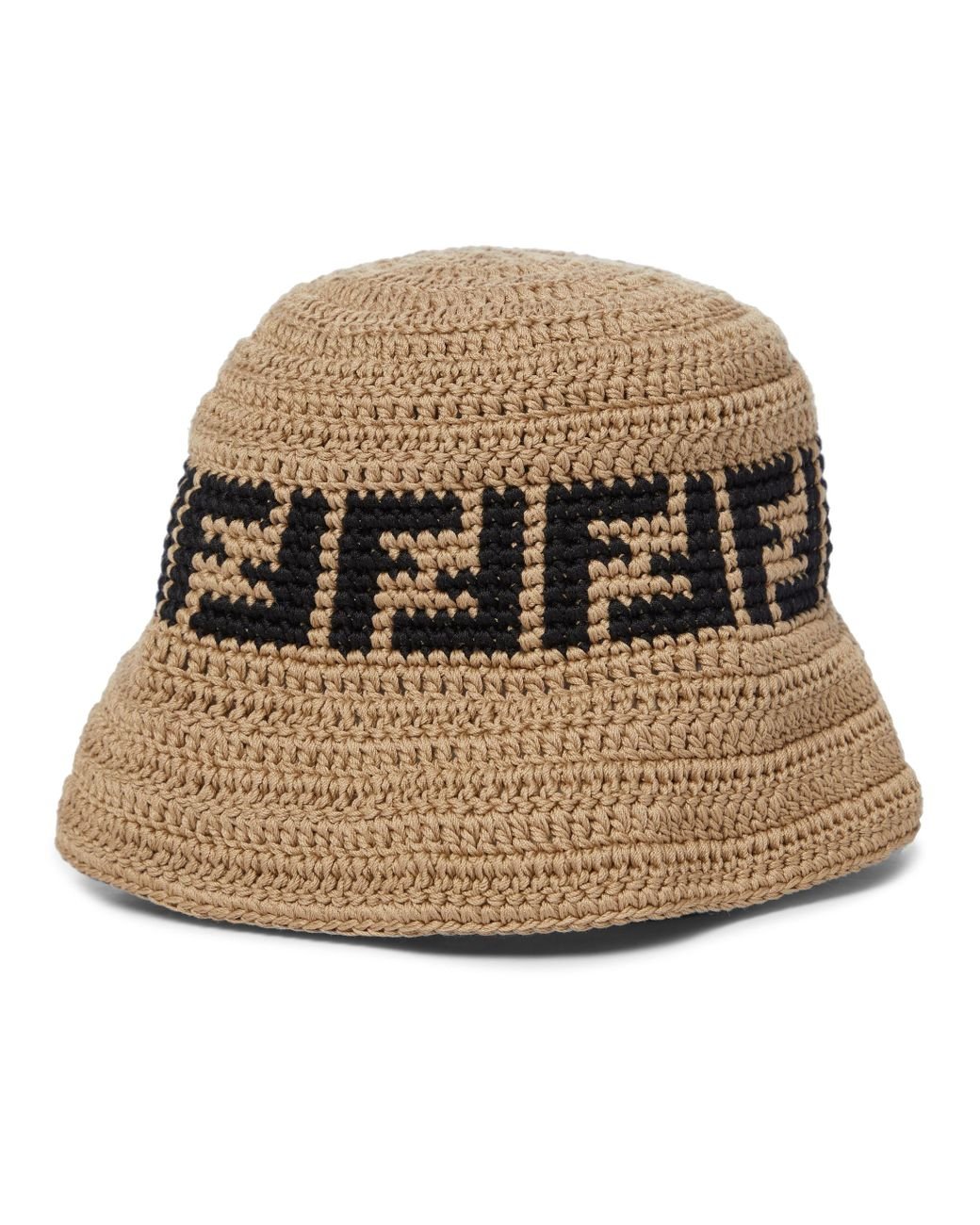 Cappello da pescatore in crochet di cotone di Fendi in Neutro | Lyst