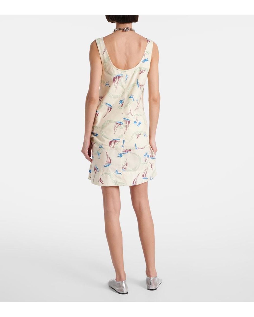 Rabanne White Printed Cotton Minidress