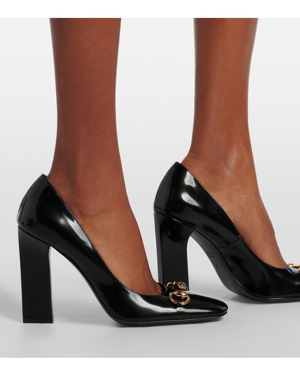 Gucci Black Signora Horsebit 110 Patent Leather Pumps