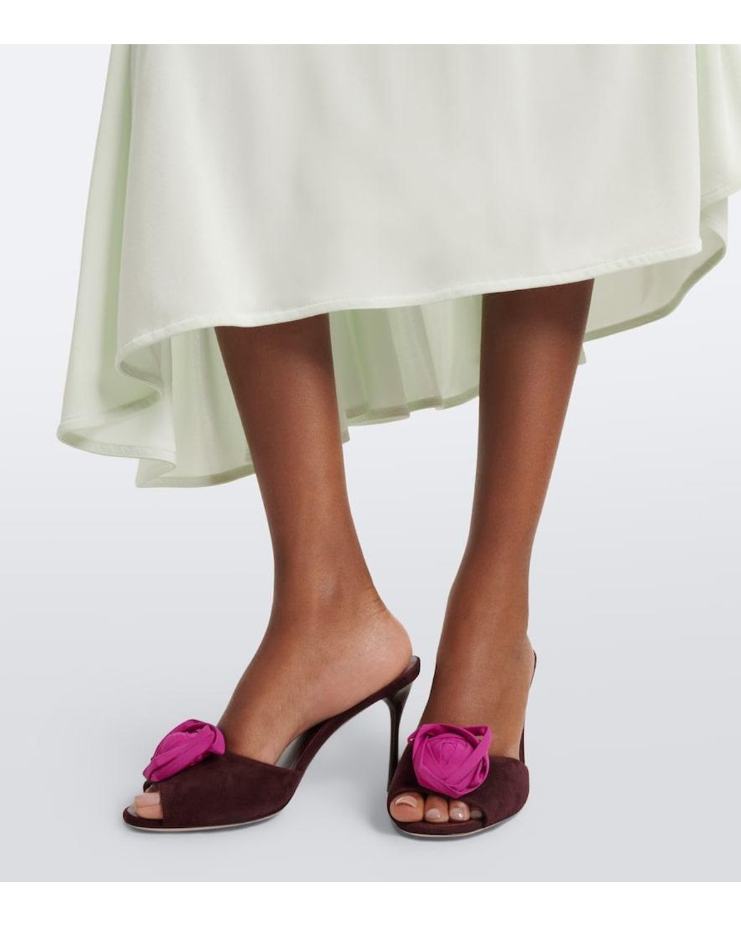 Roger Vivier Purple Rose Vivier Suede Mules