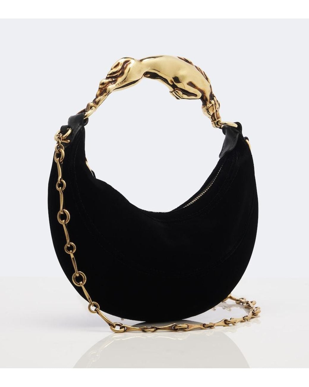 Chloé Black Chain Horse Small Velvet Shoulder Bag