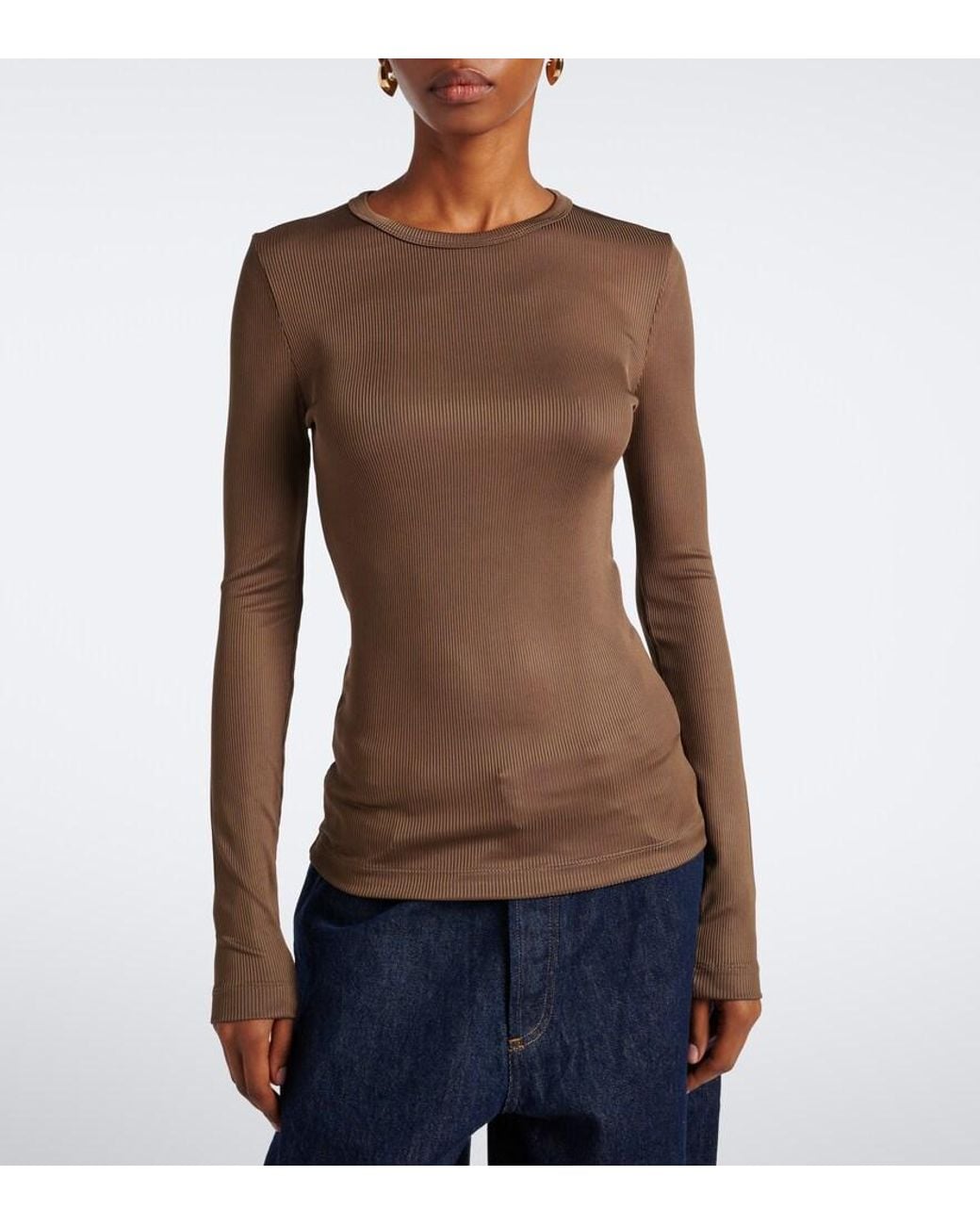 Agolde Brown Delphi Ribbed-Knit Top
