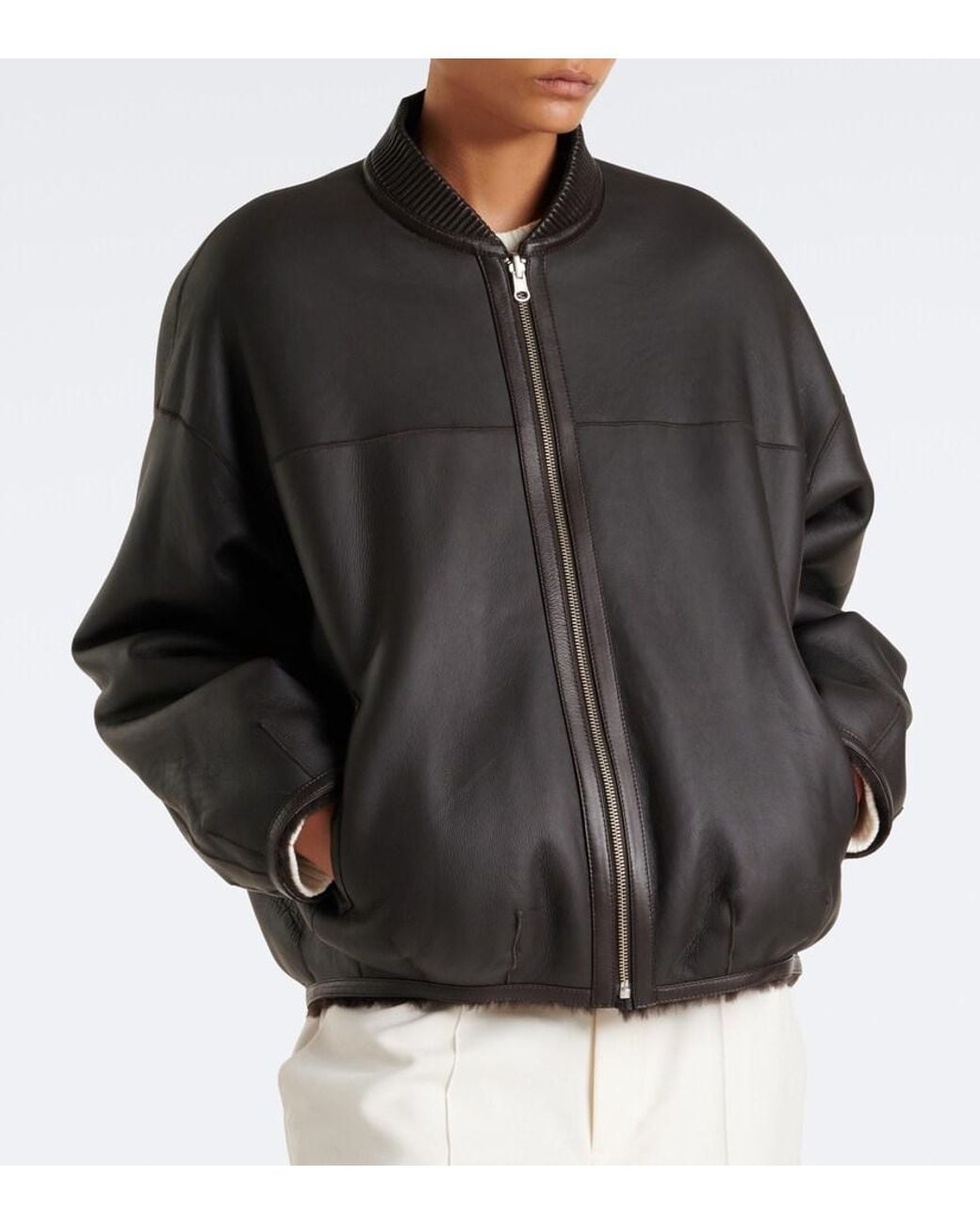 Arma Black Reversible Shearling Bomber Jacket