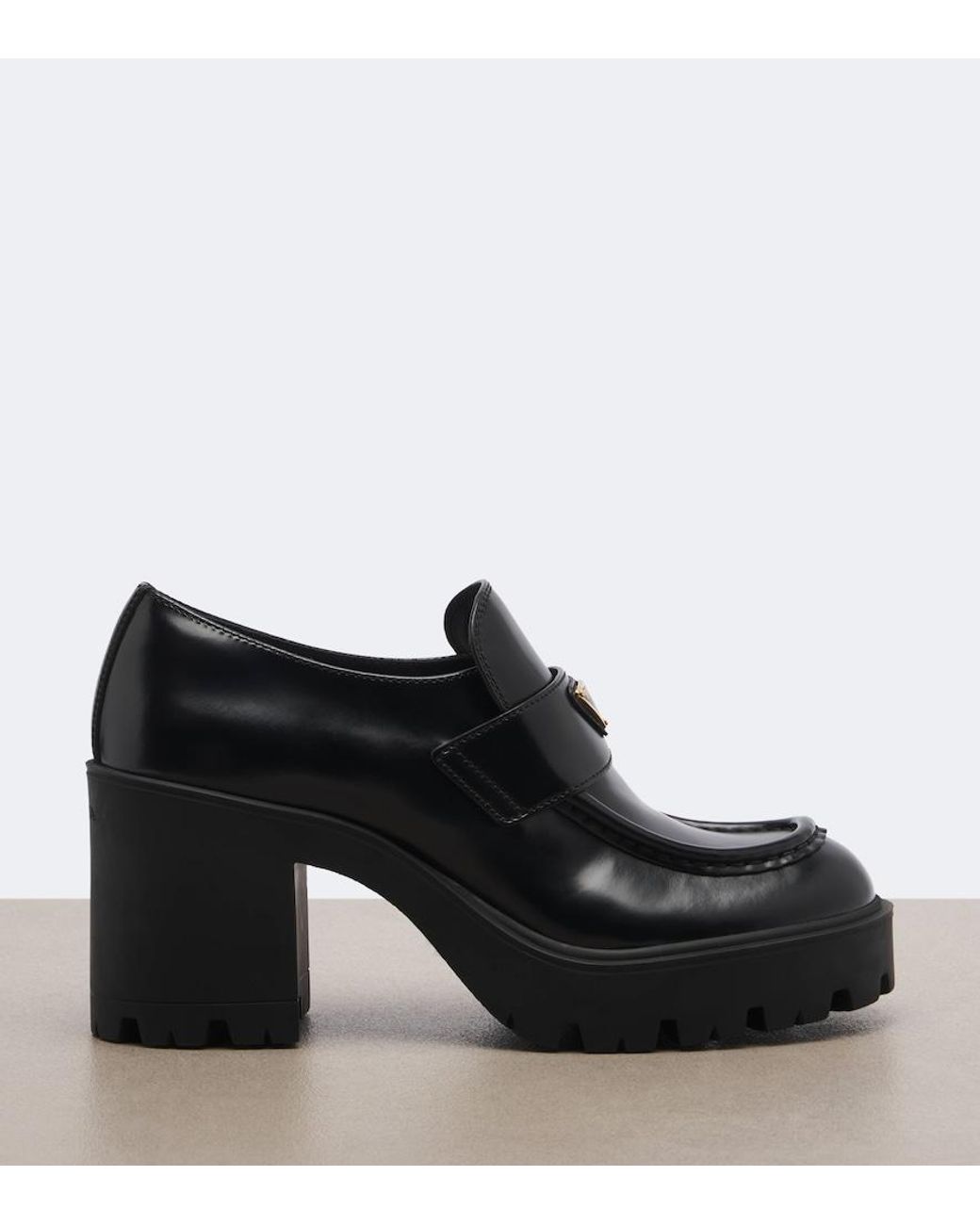 Prada Black Leather Platform\ Loafers