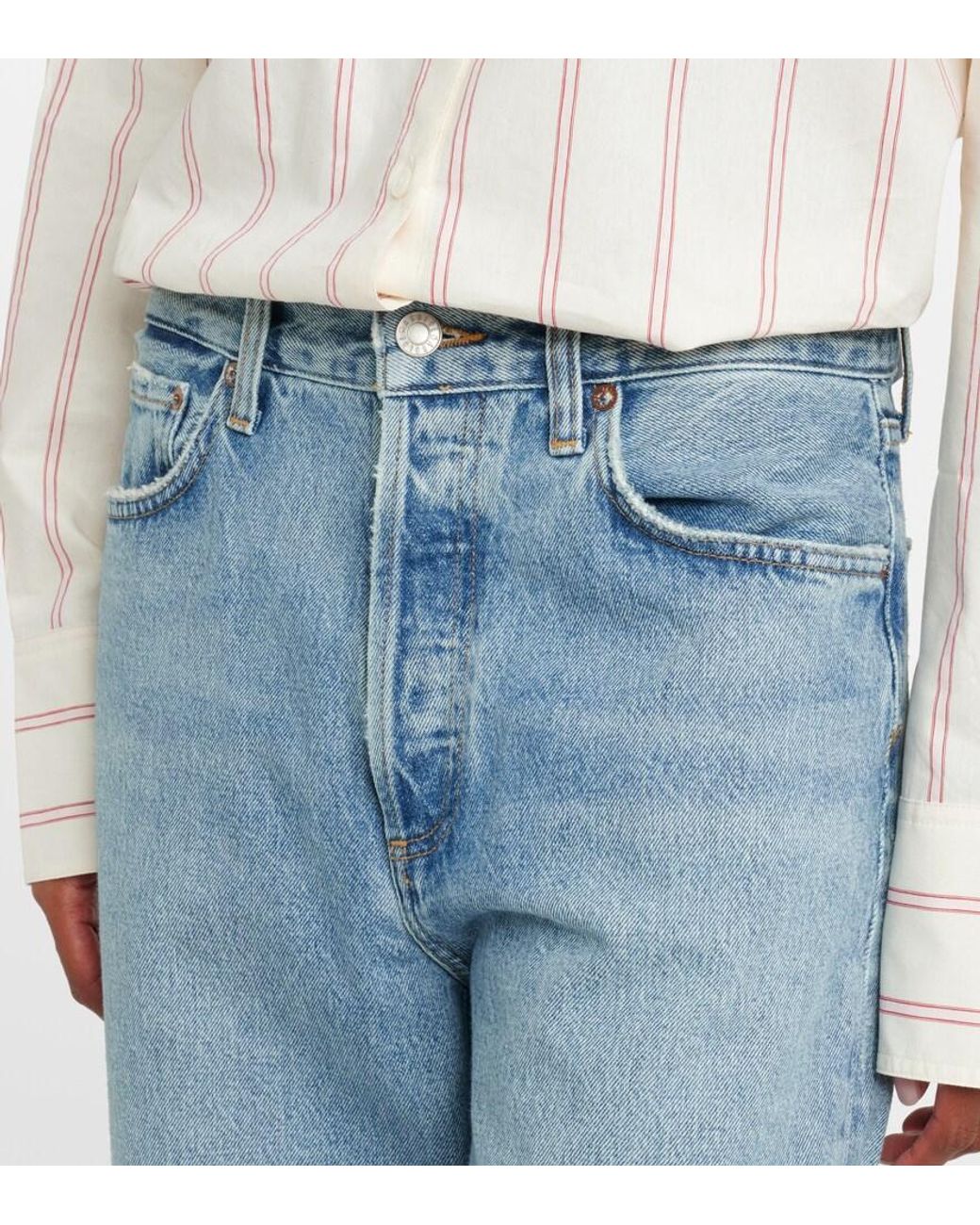 Agolde Blue Twist Low-Rise Wide-Leg Jeans