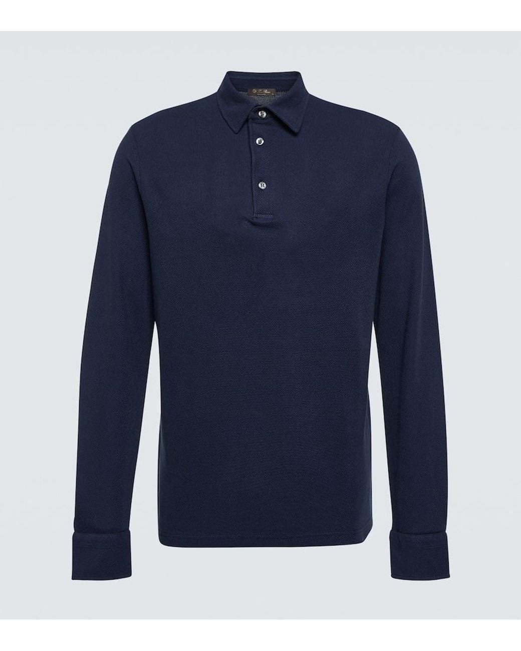 Loro Piana Blue Cotton Pique Polo Shirt for men