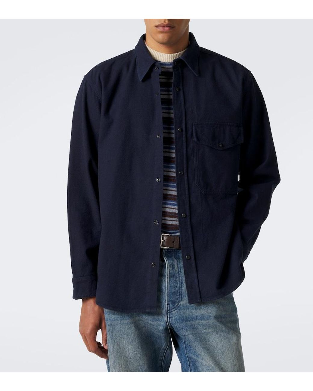 Stone Island Blue Cotton Poplin Shirt for men