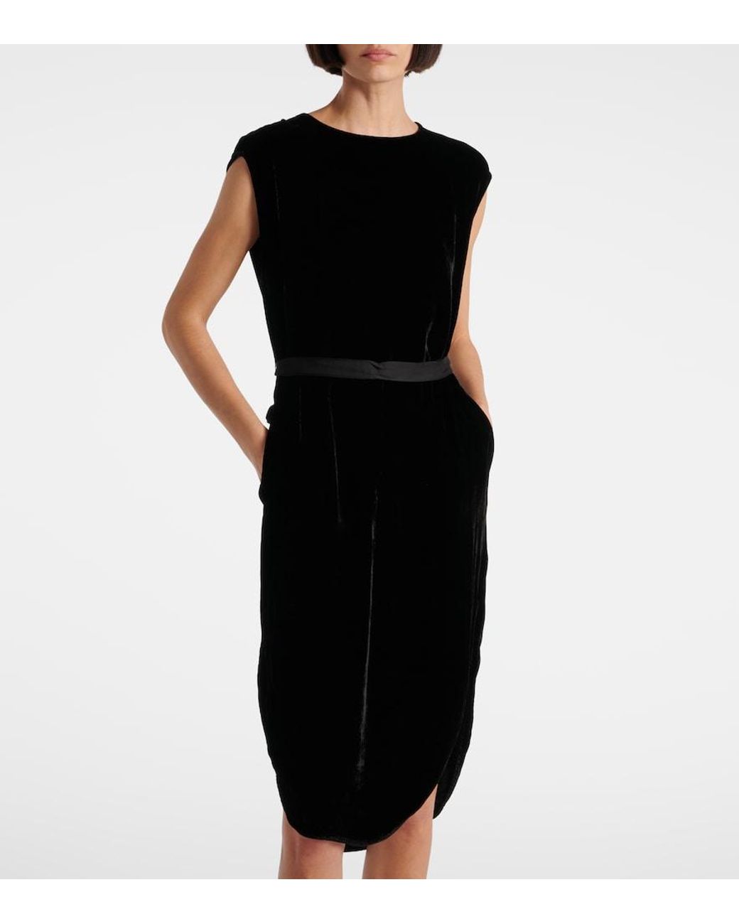 Velvet Black Midi Dress